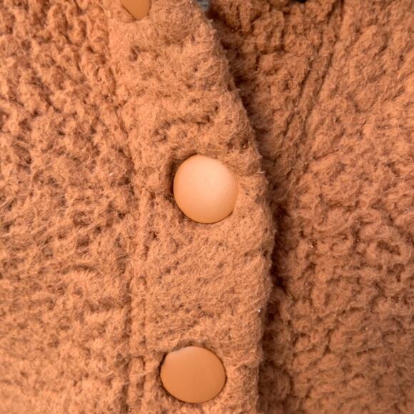Aerie cloud Sherpa oversized pullover sweatshirt brown tan snap fleece brown M - Picture 12 of 15